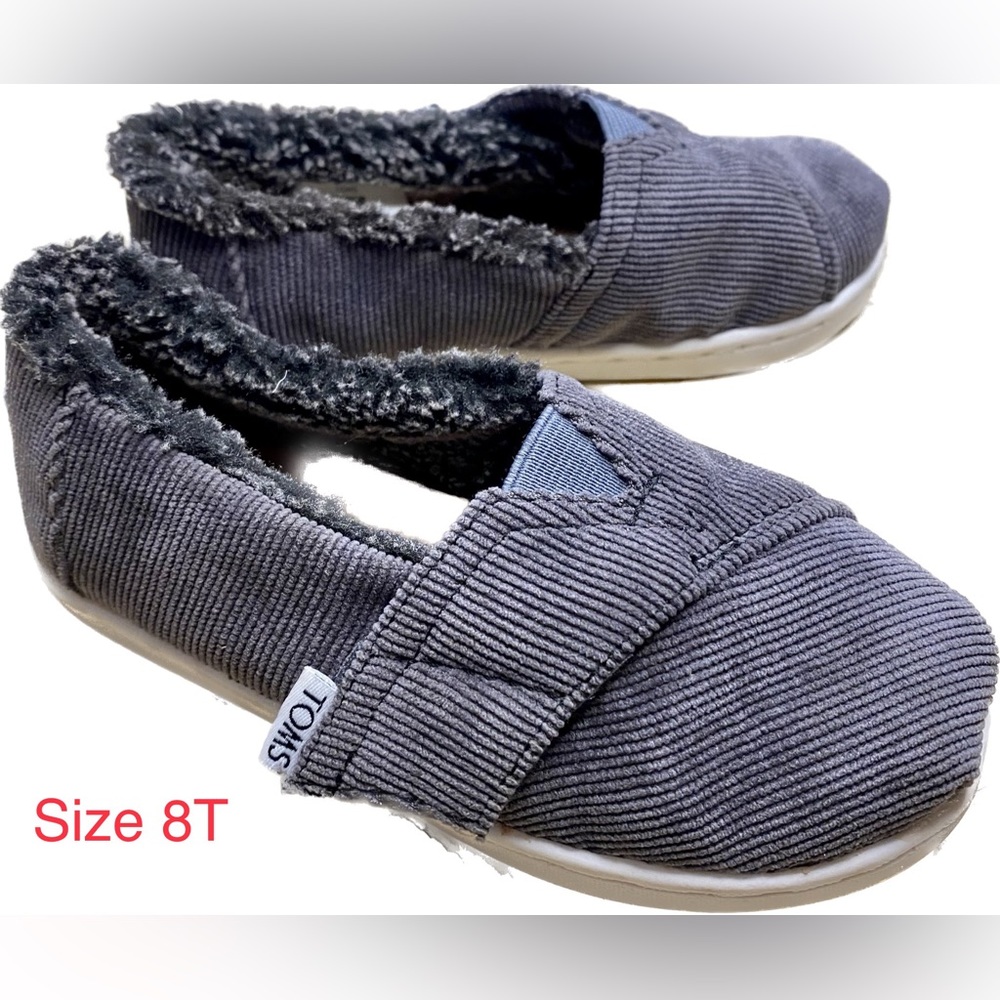 Boys 8T Toms Alpargata Steel Grey Corduroy shoes